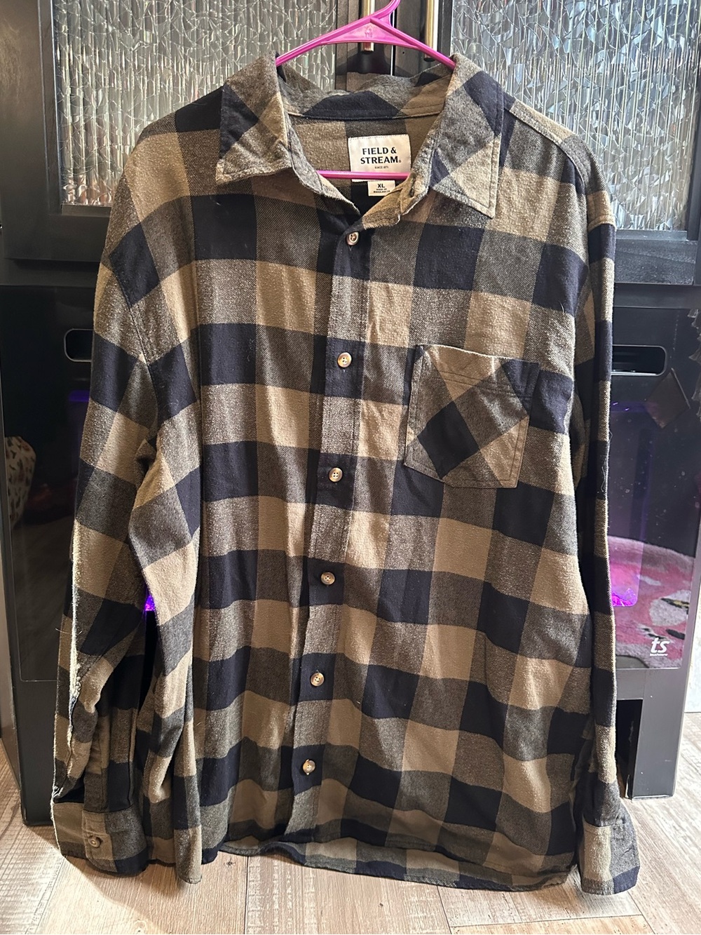 Field & Stream Olive and Black Buffalo Plaid Button-Up Shirt